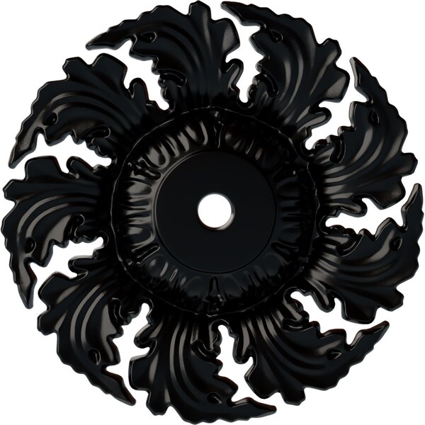 Ekena Millwork Needham Ceiling Medallion (Fits Canopies up to 4 1/4"), Hand-Painted Jet Black, 14 5/8"OD x 2 1/4"P CM14NEBLF - main